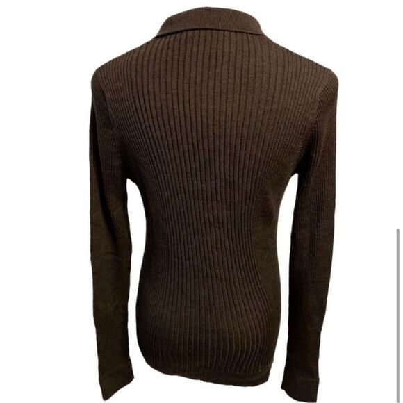 New! Tory Burch Brown Ribbed Sweater Sz M - Picture 2 of 4